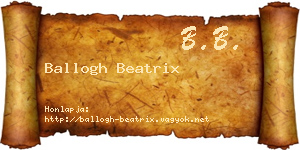 Ballogh Beatrix névjegykártya